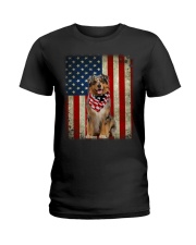 Australian Shepherd - American Flag Ladies T-Shirt tile