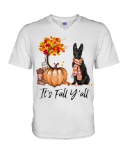 It is Fall - Black German Shepherd V-Neck T-Shirt tile