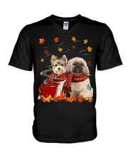 Hot Chocolate- Shih Tzu and Yorkie V-Neck T-Shirt tile