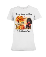 Thankful For - BLACK LONG HAIRED Dachshund Premium Fit Ladies Tee tile