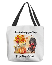 Thankful For - BLACK LONG HAIRED Dachshund All-Over Tote tile