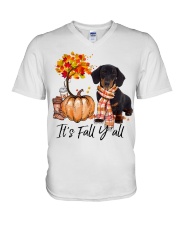 It is Fall - Dachshund V-Neck T-Shirt tile