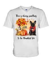 Thankful For - BLACK French Bulldog V-Neck T-Shirt tile