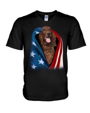 American flag - Irish Setter V-Neck T-Shirt tile