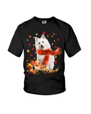 Autumn Leaves Scraf - Japanese Spitz Youth T-Shirt tile