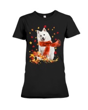 Autumn Leaves Scraf - Japanese Spitz Premium Fit Ladies Tee tile