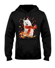 Autumn Leaves Scraf - Japanese Spitz Hooded Sweatshirt tile