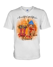 Grateful - RED Toy Poodle V-Neck T-Shirt tile