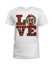 Christmas Love - BLACK Boston Terrier Ladies T-Shirt tile