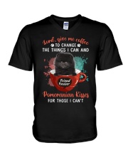 Give Me Coffee - BLACK Pomeranian V-Neck T-Shirt tile