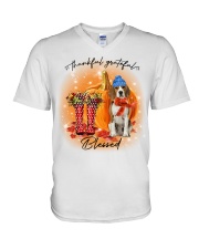 Grateful - beagle V-Neck T-Shirt tile