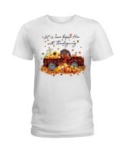 Thanksgiving - CHOCOLATE Labrador Ladies T-Shirt tile