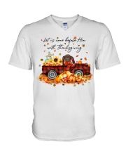 Thanksgiving - CHOCOLATE Labrador V-Neck T-Shirt tile