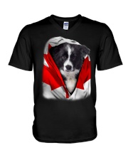 Canada Flag - Border Collie V-Neck T-Shirt tile