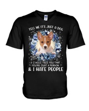 Hate People - Basenji V-Neck T-Shirt tile