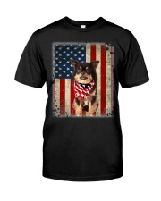 Long Haired Chihuahua - American Flag Classic T-Shirt front