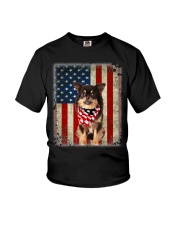 Long Haired Chihuahua - American Flag Youth T-Shirt tile