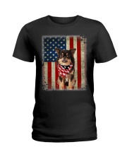 Long Haired Chihuahua - American Flag Ladies T-Shirt tile