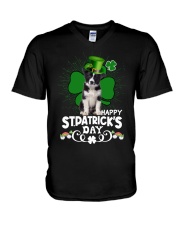 Happy Clover - Border Collie V-Neck T-Shirt tile