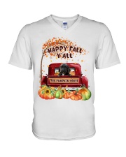 Pumpkin House - BLACK Cockapoo V-Neck T-Shirt tile