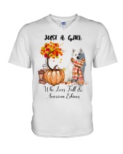 Fall And - American Eskimo V-Neck T-Shirt tile