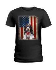 Basset Hound - American Flag Ladies T-Shirt tile