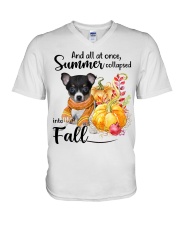 Into Fall - Toy Fox Terrier V-Neck T-Shirt tile