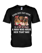 Crazy - Dogue de Bordeaux V-Neck T-Shirt tile