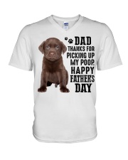 Amazing Daddy - Chocolate Labrador V-Neck T-Shirt tile