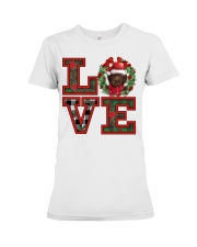 Christmas Love - CHOCOLATE Labradoodle Premium Fit Ladies Tee tile