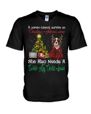 Christmas Alone - Cavalier King Charles Spaniel 2 V-Neck T-Shirt tile