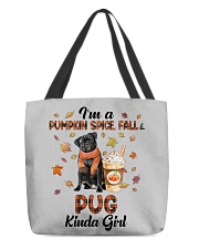 Pumpkin Kinda - BLACK Pug All-Over Tote tile