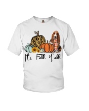 Fall Pumpkin Basset Hounds Youth T-Shirt tile