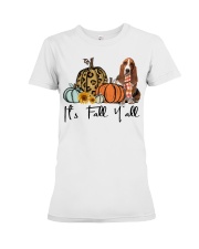 Fall Pumpkin Basset Hounds Premium Fit Ladies Tee tile