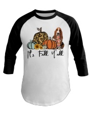 Fall Pumpkin Basset Hounds Baseball Tee tile