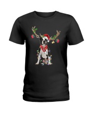 Reindeer - Boston Terrier Ladies T-Shirt tile