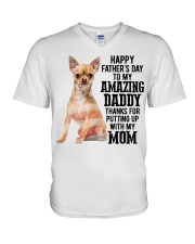 Daddy Tan Chihuahua Dog V-Neck T-Shirt tile