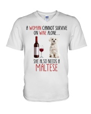 She Also Needs - Maltese 1 V-Neck T-Shirt tile