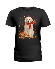 Autumn Leaves Scraf - Golden Retriever Ladies T-Shirt tile