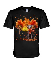 Fall Forest - SILVER Labrador V-Neck T-Shirt tile