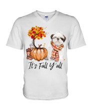 It is Fall - Shih Tzu V-Neck T-Shirt tile