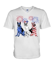 American Firework - German Shepherd V-Neck T-Shirt tile