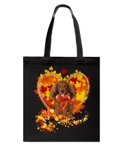 Autumn Leaf - Red Long Haired Dachshund Tote Bag tile