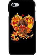 Autumn Leaf - Red Long Haired Dachshund Phone Case tile
