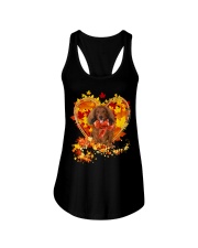 Autumn Leaf - Red Long Haired Dachshund Ladies Flowy Tank tile