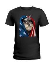 American flag - Miniature Schnauzer Ladies T-Shirt tile
