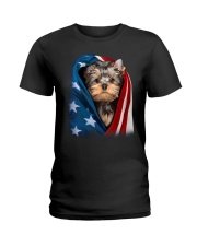 American flag - Yorkshire Terrier Ladies T-Shirt tile
