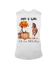 Girl Love Fall And Horses Sleeveless Tee tile