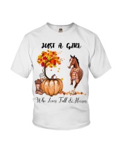 Girl Love Fall And Horses Youth T-Shirt tile