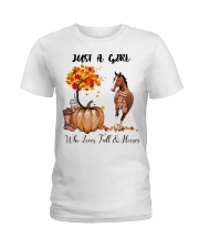 Girl Love Fall And Horses Ladies T-Shirt tile